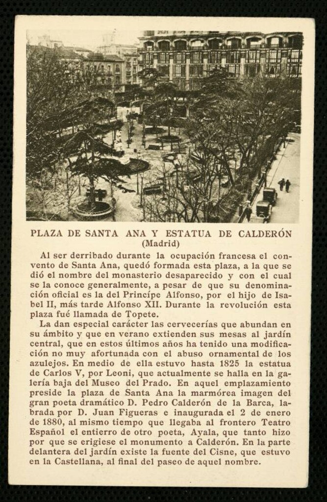 Miniatura de Plaza de Santa Ana y estatua de Calderón