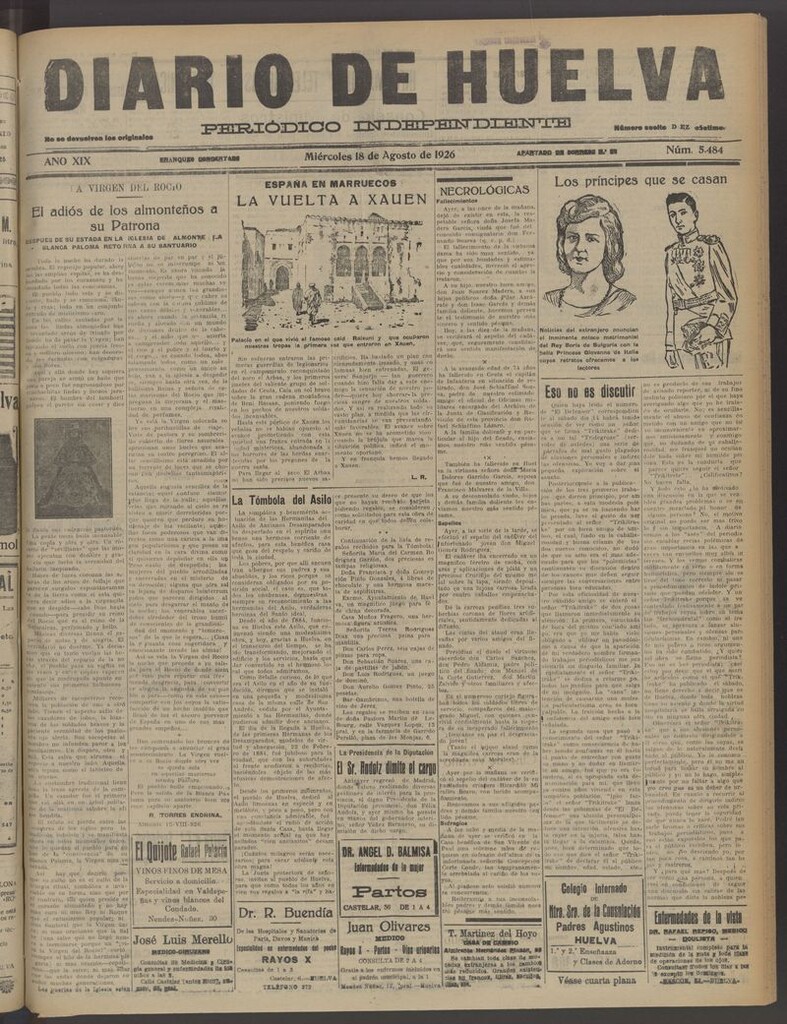 Miniatura de Diario de Huelva : periódico independiente del 18 de agosto de 1926