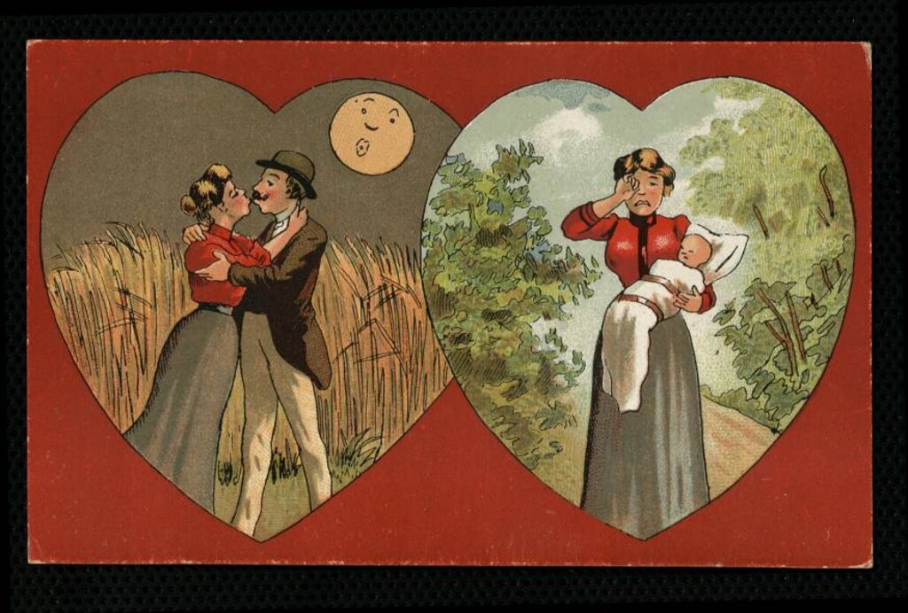 Miniatura de Caricatura de dos escenas de enamorados