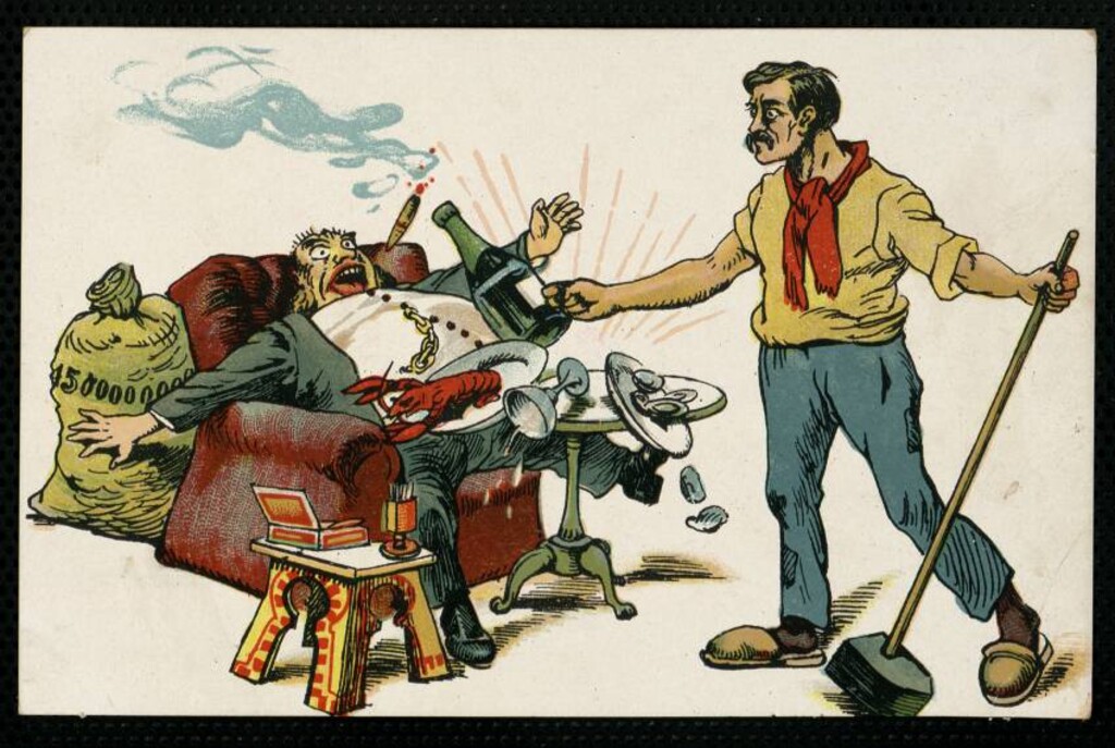 Miniatura de Caricatura de hombre rico y obrero