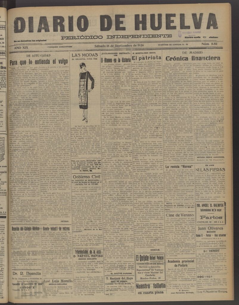 Miniatura de Diario de Huelva : periódico independiente del 18 de septiembre de 1926