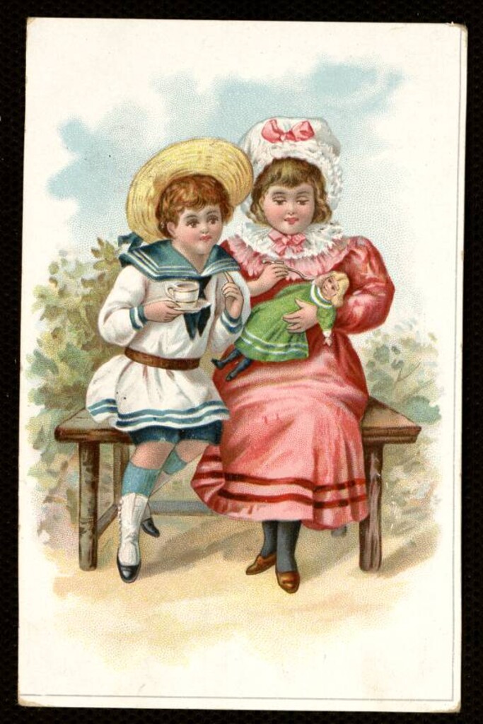 Miniatura de Niñas con muñeca