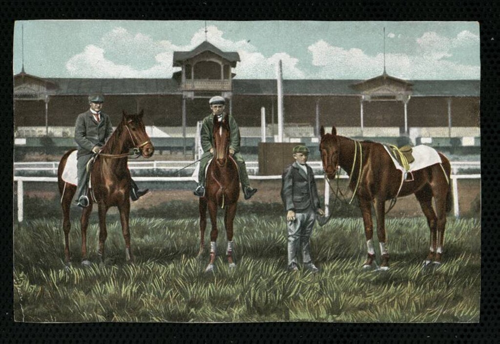 Miniatura de Jinetes en un hipódromo