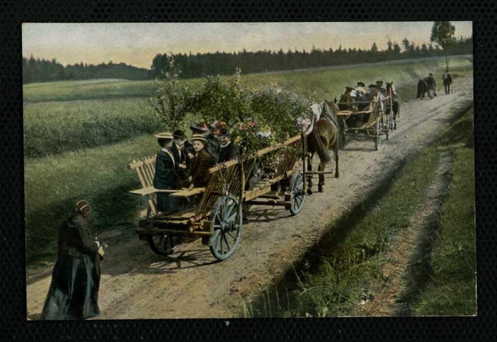 Miniatura de Carretas en un camino