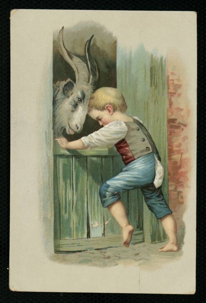 Miniatura de Niño y macho cabrío