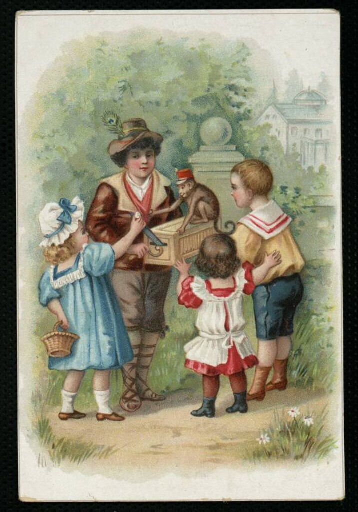 Miniatura de Niños con músico ambulante