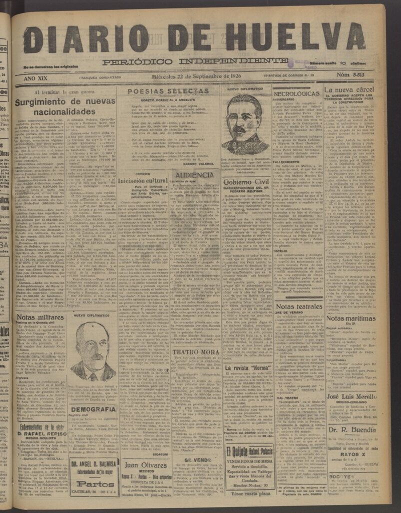 Miniatura de Diario de Huelva : periódico independiente del 22 de septiembre de 1926