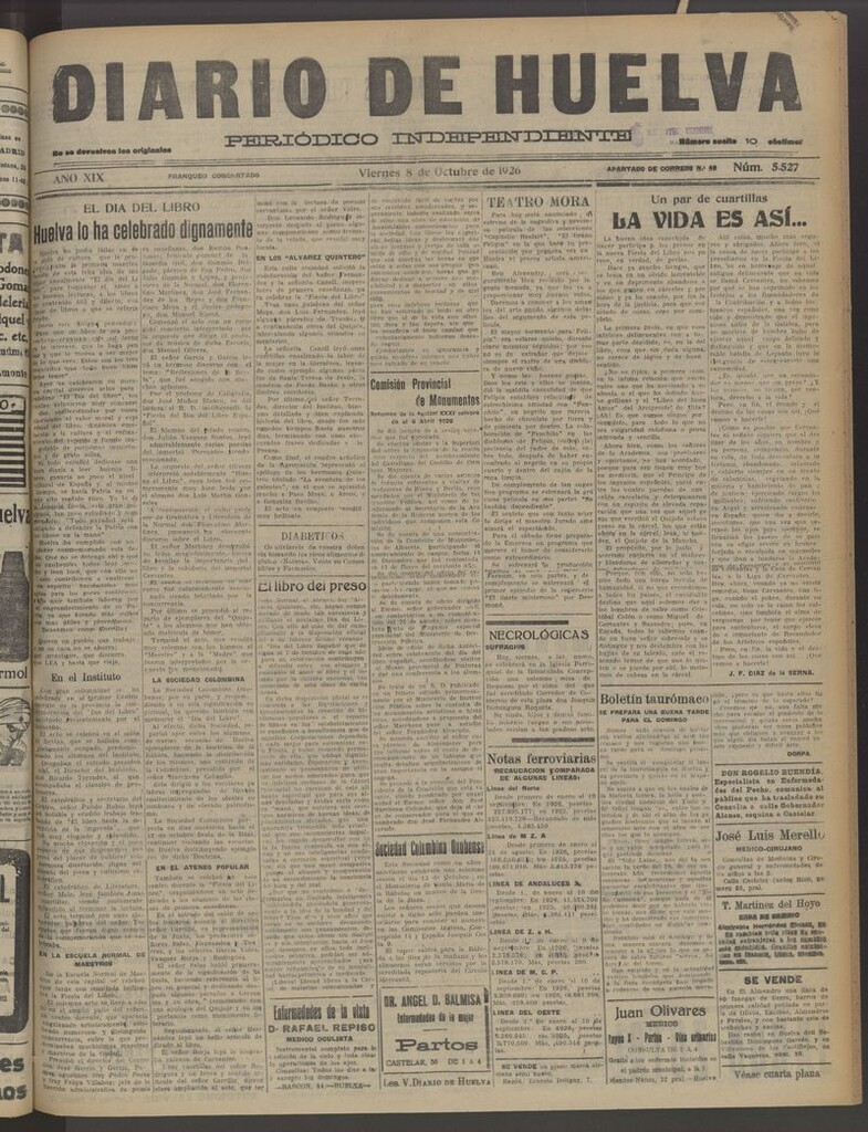 Miniatura de Diario de Huelva : periódico independiente del 8 de octubre de 1926