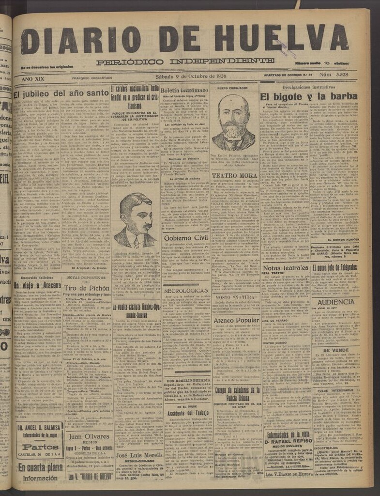 Miniatura de Diario de Huelva : periódico independiente del 9 de octubre de 1926