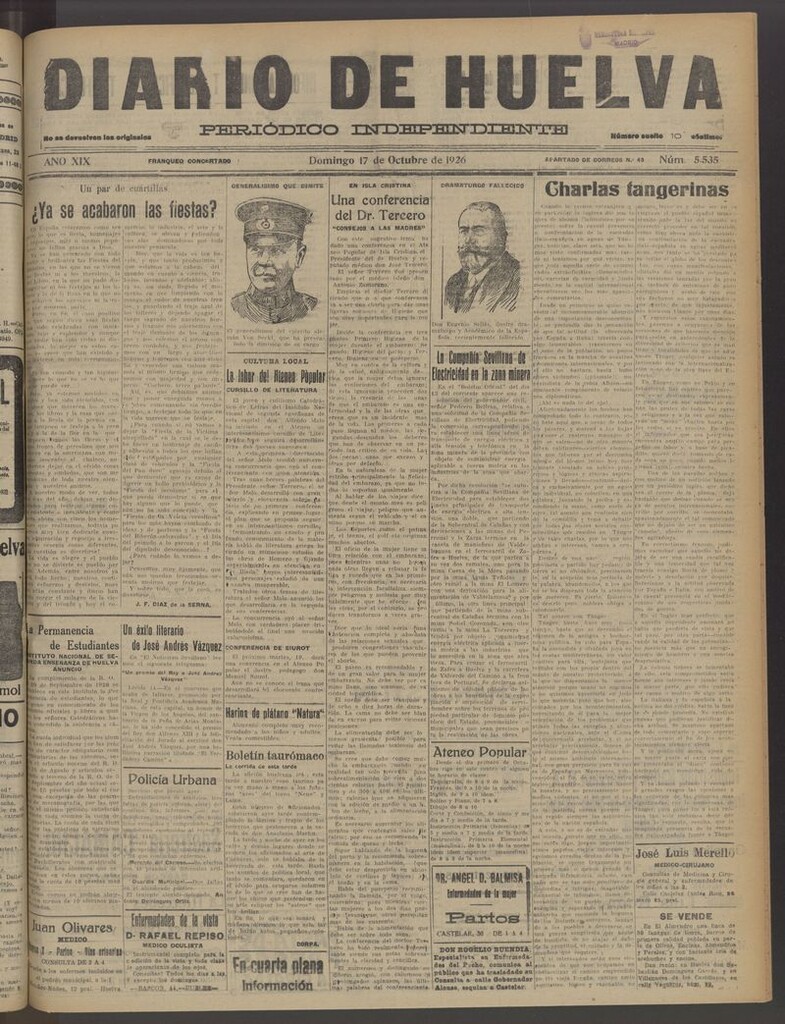 Miniatura de Diario de Huelva : periódico independiente del 17 de octubre de 1926