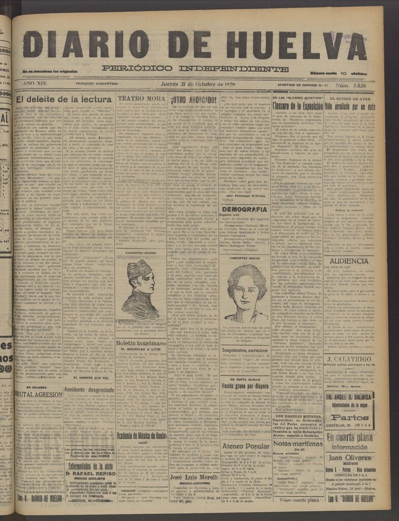 Miniatura de Diario de Huelva : periódico independiente del 21 de octubre de 1926