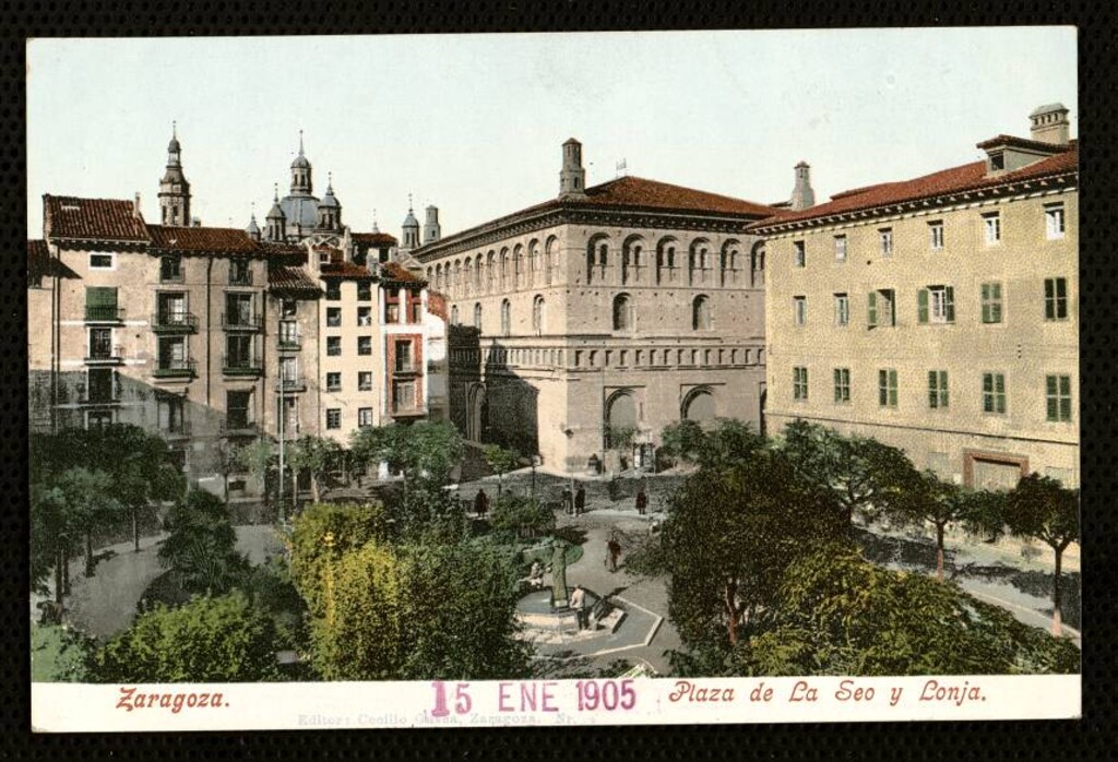 Miniatura de Zaragoza. Plaza de la Seo y Lonja