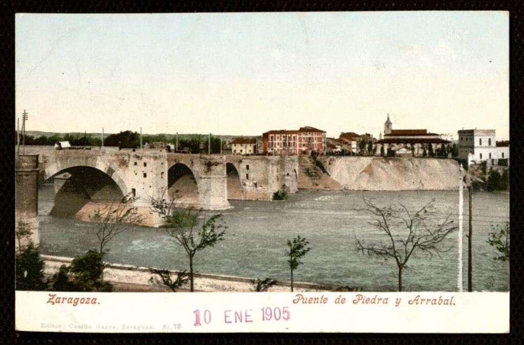 Miniatura de Zaragoza. Puente de Piedra y Arrabal