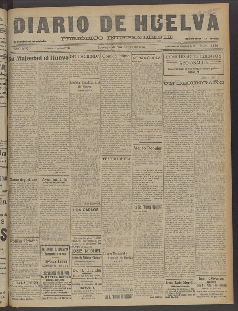 Miniatura de Diario de Huelva : periódico independiente del 4 de noviembre de 1926
