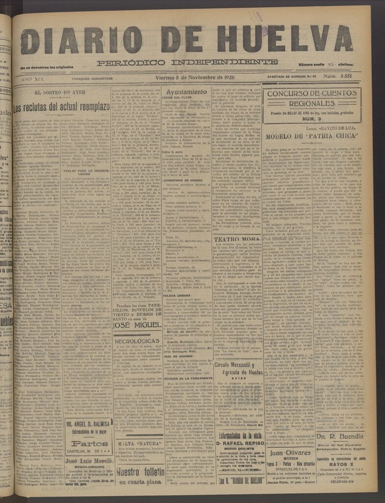 Miniatura de Diario de Huelva : periódico independiente del 5 de noviembre de 1926
