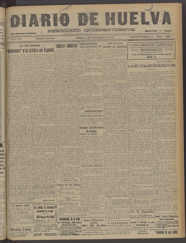 Miniatura de Diario de Huelva : periódico independiente del 6 de noviembre de 1926