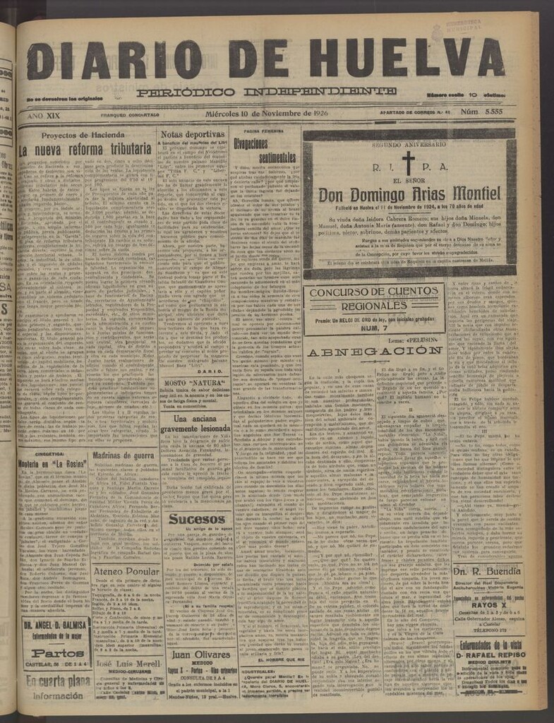 Miniatura de Diario de Huelva : periódico independiente del 10 de noviembre de 1926