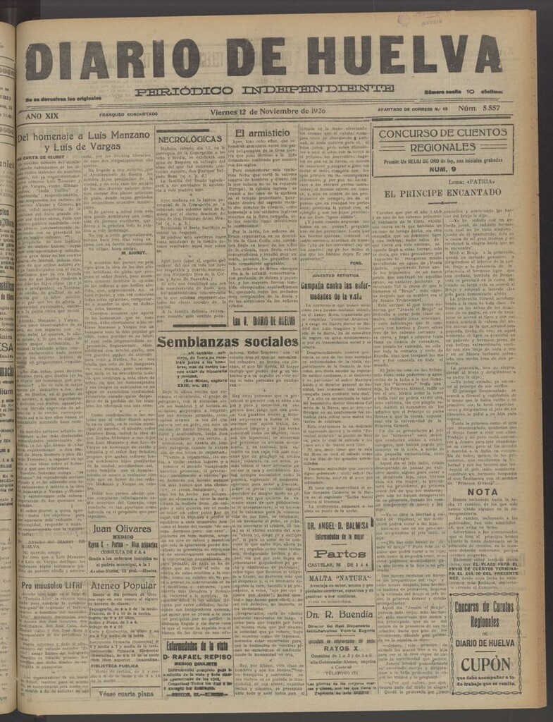 Miniatura de Diario de Huelva : periódico independiente del 12 de noviembre de 1926