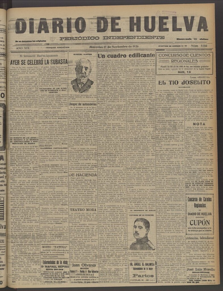 Miniatura de Diario de Huelva : periódico independiente del 17 de noviembre de 1926