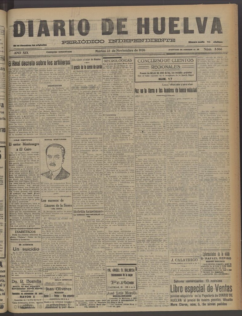 Miniatura de Diario de Huelva : periódico independiente del 23 de noviembre de 1926