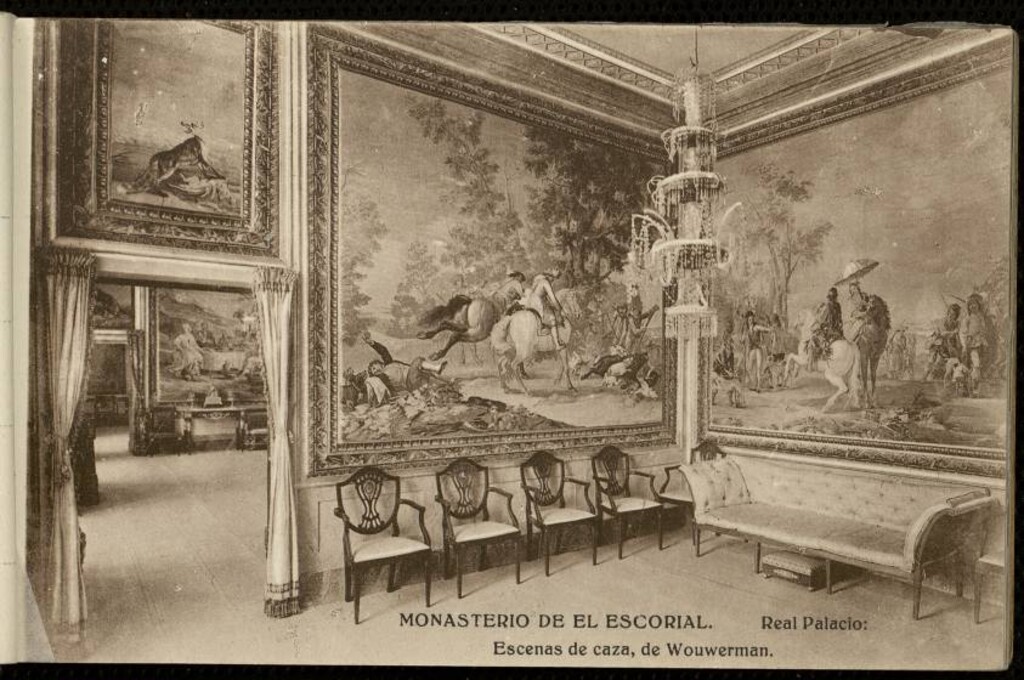 Miniatura de Monasterio de El Escorial. Real Palacio: Escenas de caza de Wouwerman