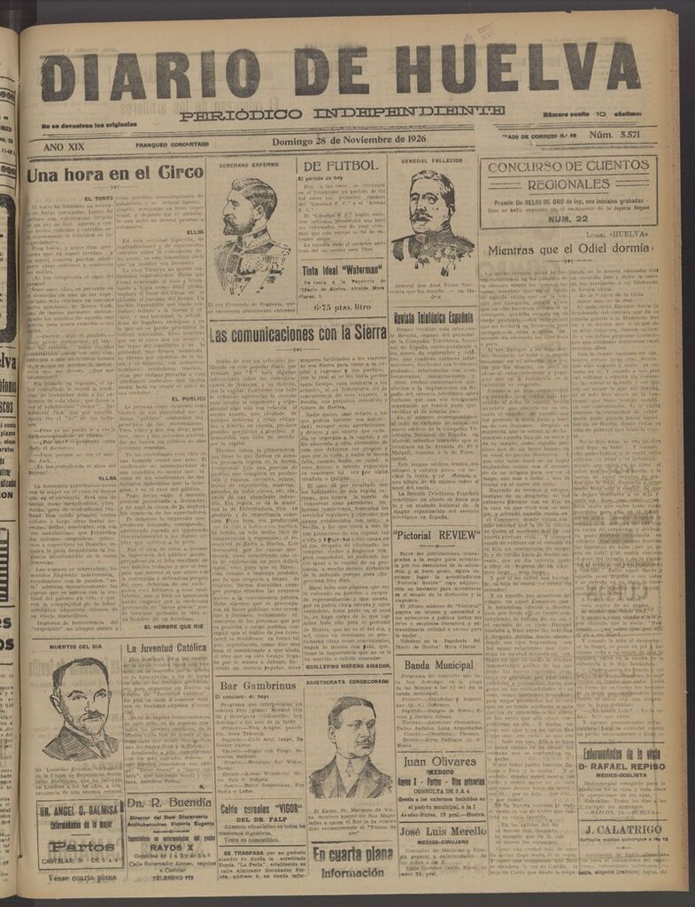 Miniatura de Diario de Huelva : periódico independiente del 28 de noviembre de 1926