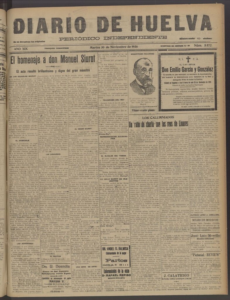 Miniatura de Diario de Huelva : periódico independiente del 30 de noviembre de 1926