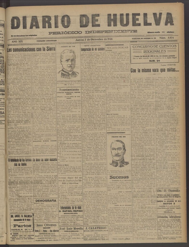 Miniatura de Diario de Huelva : periódico independiente del 2 de diciembre de 1926