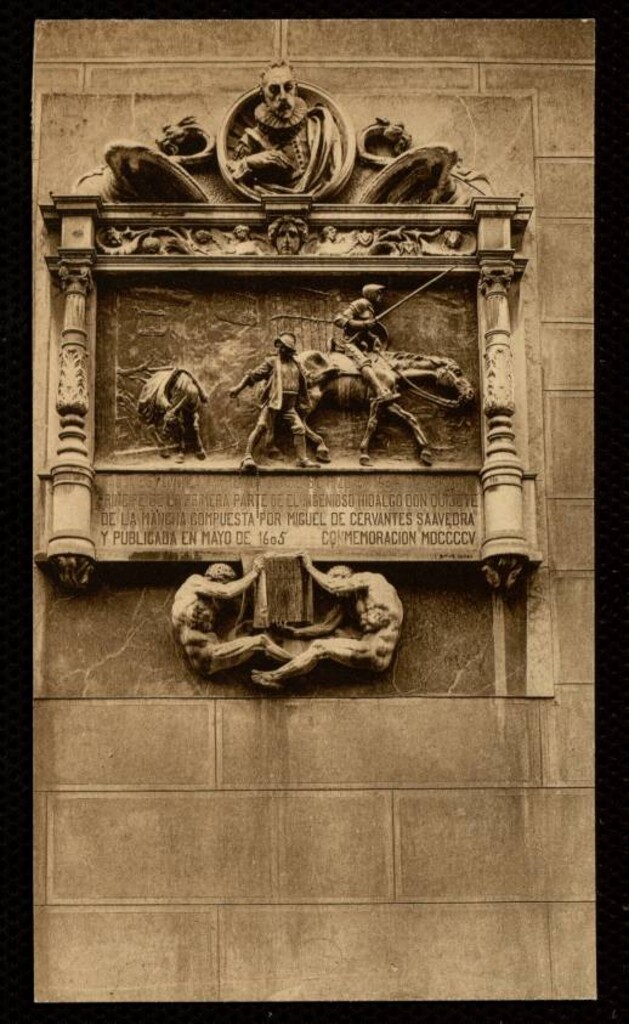 Miniatura de Placa Conmemorativa emplazada en 1905 en la casa de Atocha donde se imprimió la edición primera del Quijote