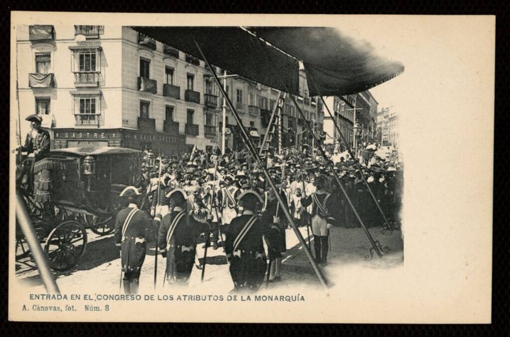 Miniatura de Entrada en el Congreso de los atributos de la Monarquía