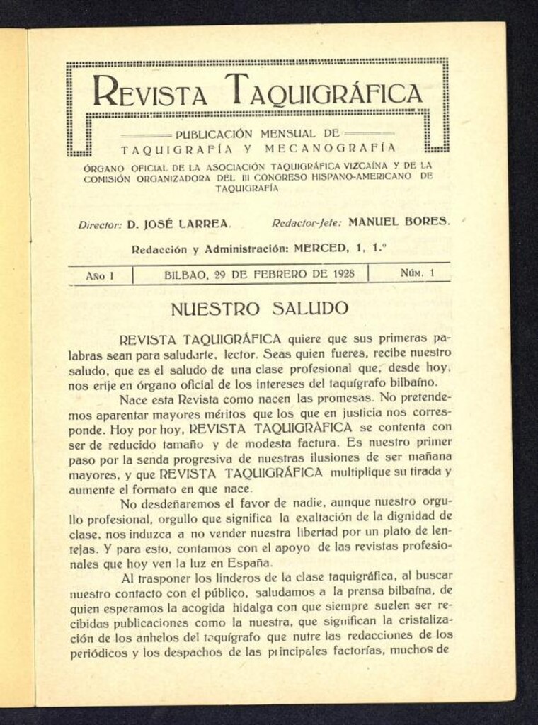 Miniatura de Revista Taquigráfica de 1928 (registro PADRE)