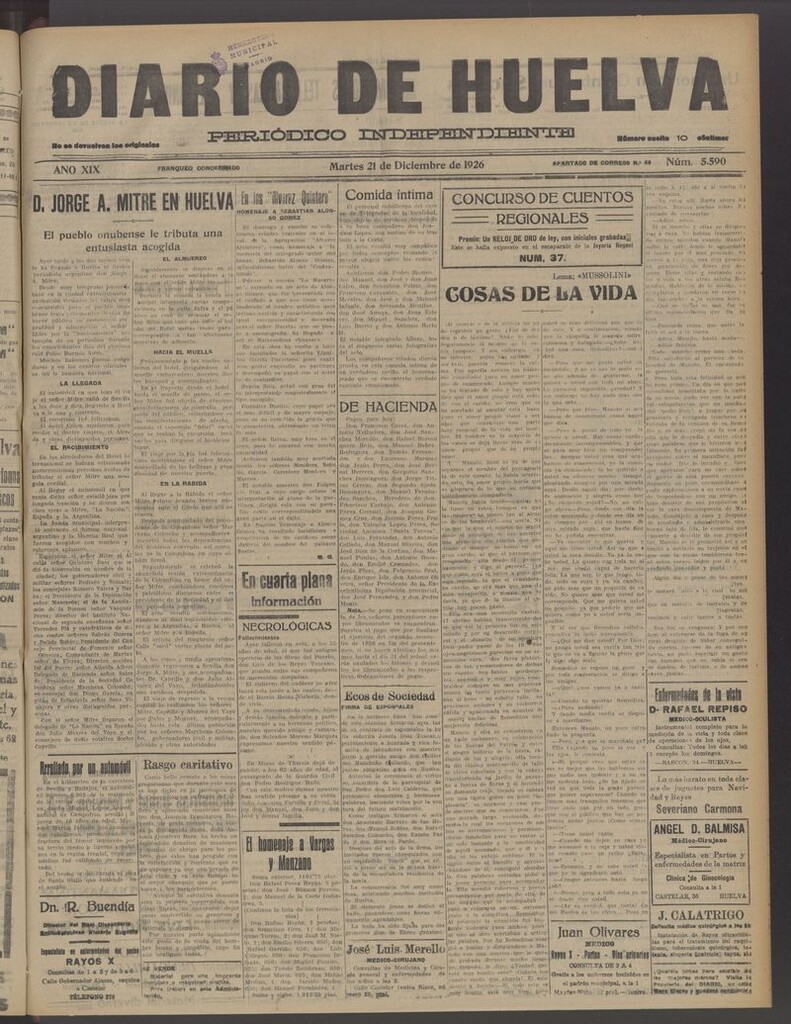 Miniatura de Diario de Huelva : periódico independiente del 21 de diciembre de 1926