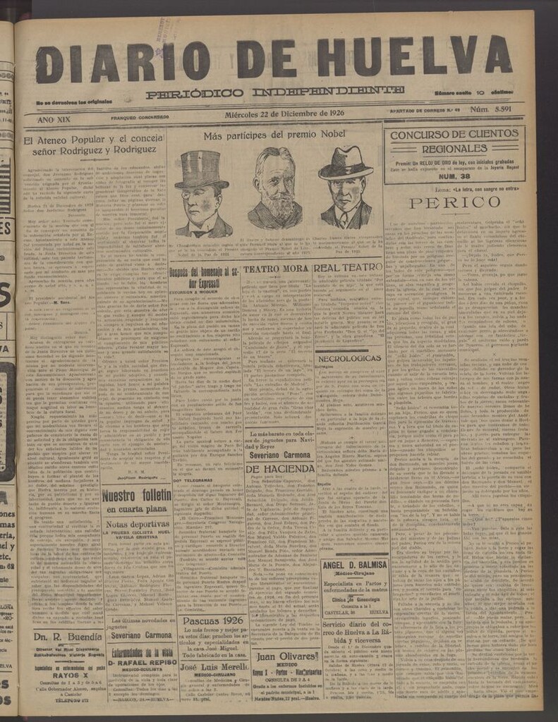 Miniatura de Diario de Huelva : periódico independiente del 22 de diciembre de 1926