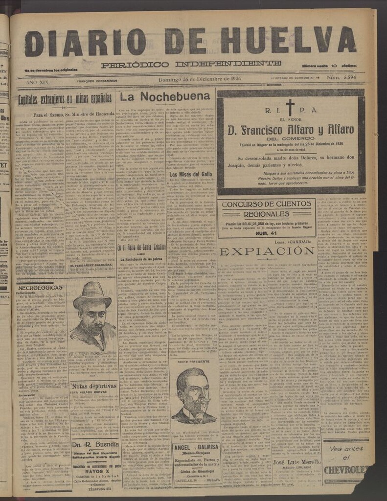 Miniatura de Diario de Huelva : periódico independiente del 26 de diciembre de 1926