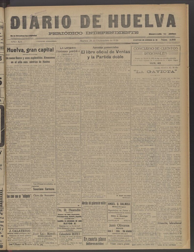 Miniatura de Diario de Huelva : periódico independiente del 28 de diciembre de 1926