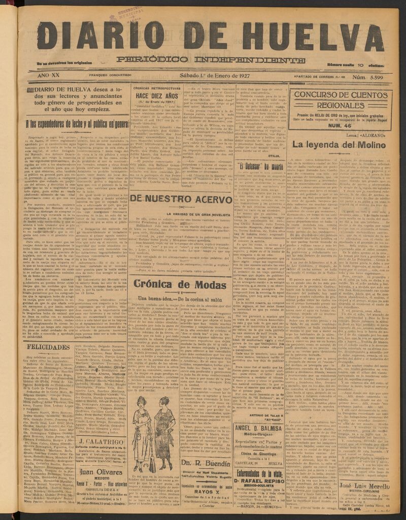 Miniatura de Diario de Huelva : periódico independiente del 1 de enero de 1927