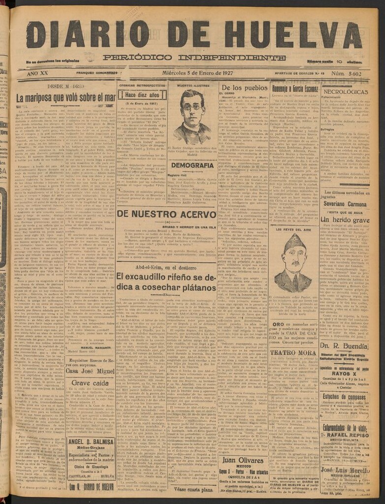 Miniatura de Diario de Huelva : periódico independiente del 5 de enero de 1927