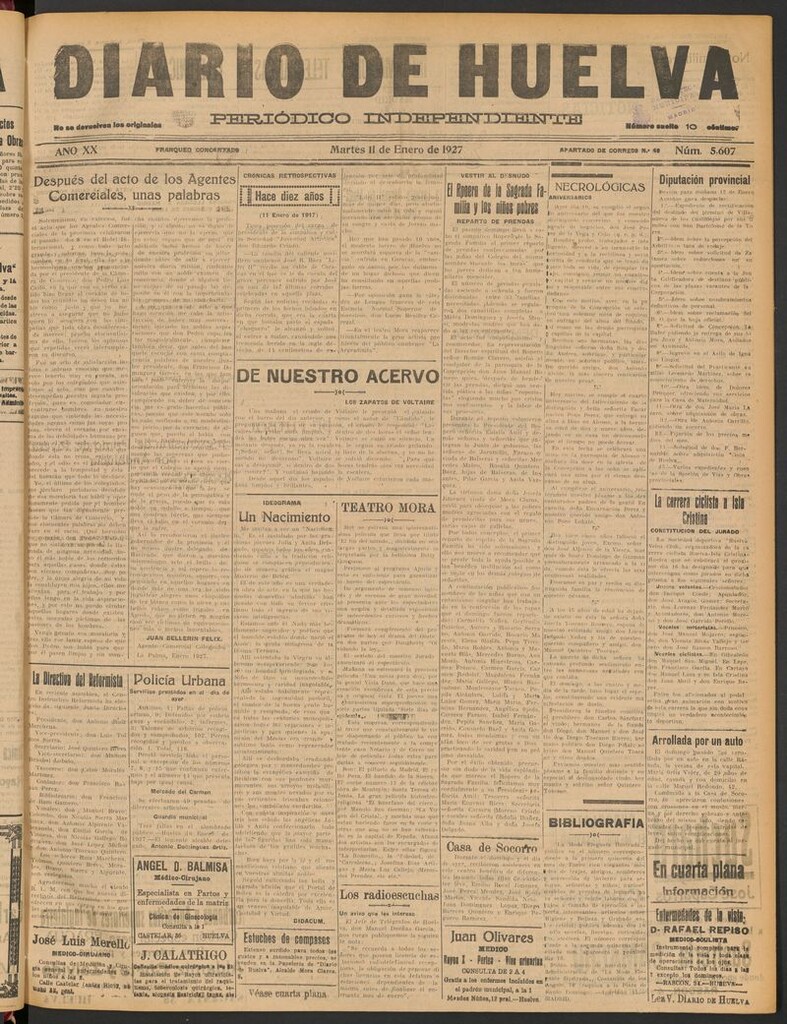 Miniatura de Diario de Huelva : periódico independiente del 11 de enero de 1927