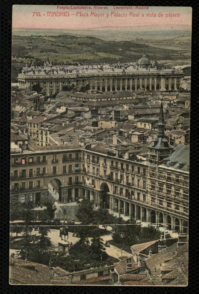 Miniatura de Plaza Mayor y Palacio Real a vista de pájaro