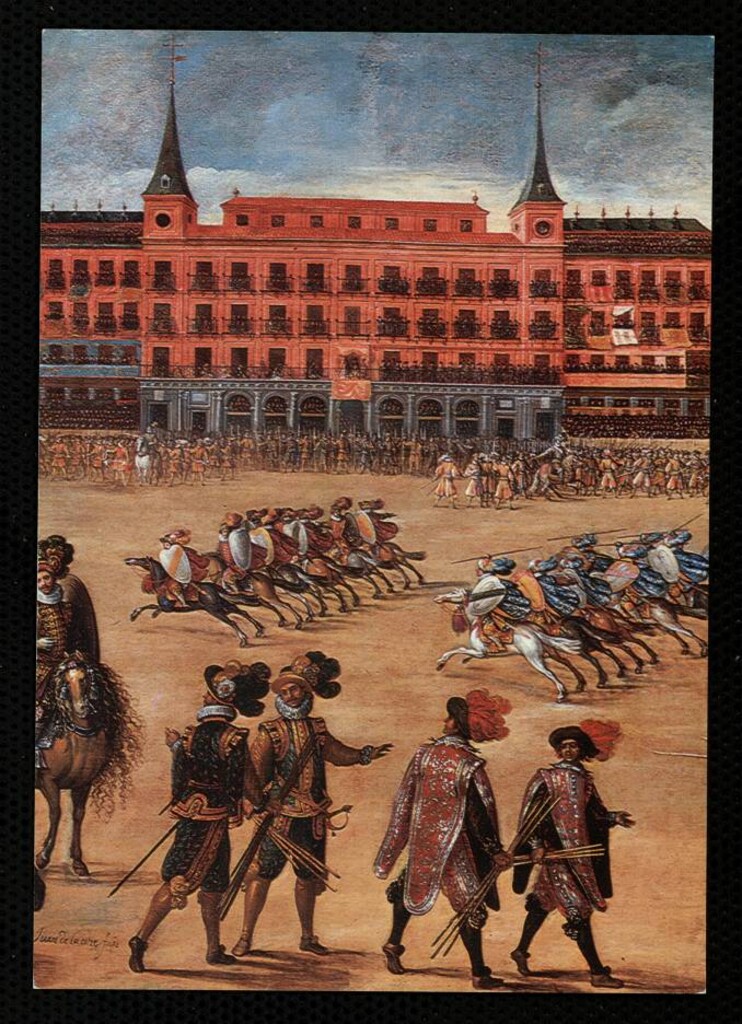 Miniatura de Fiesta en la Plaza Mayor, con motivo de los desposorios del Príncipe de Gales con doña María Ana de Austria