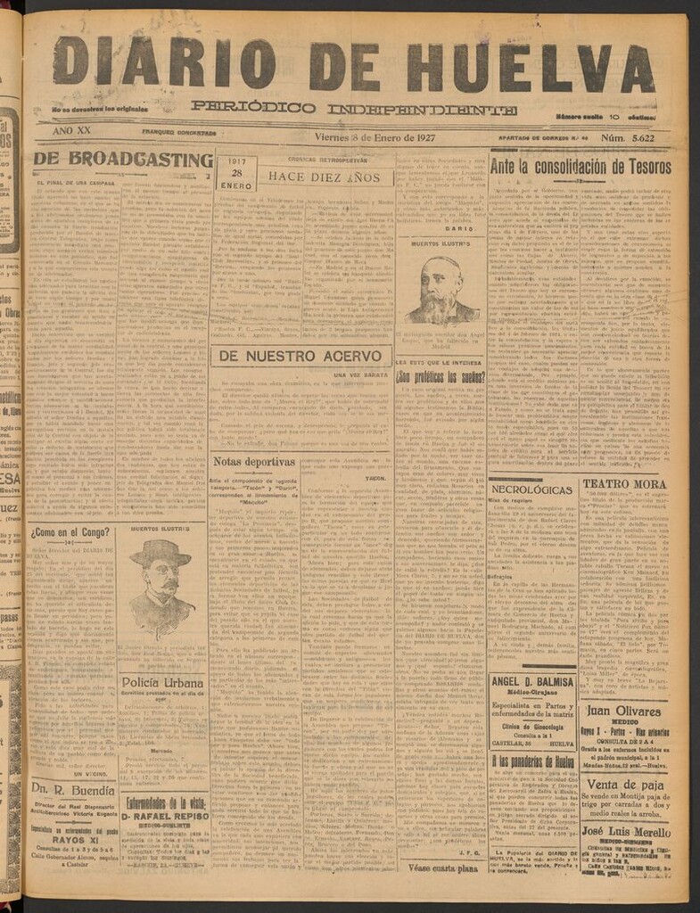 Miniatura de Diario de Huelva : periódico independiente del 28 de enero de 1927