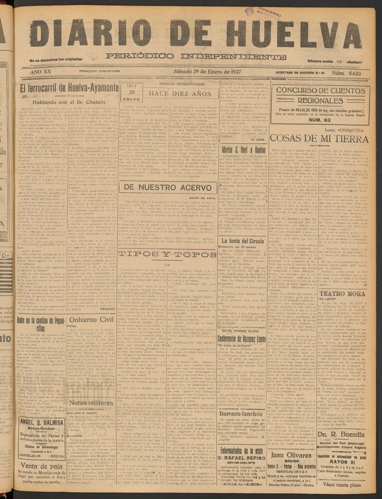 Miniatura de Diario de Huelva : periódico independiente del 29 de enero de 1927