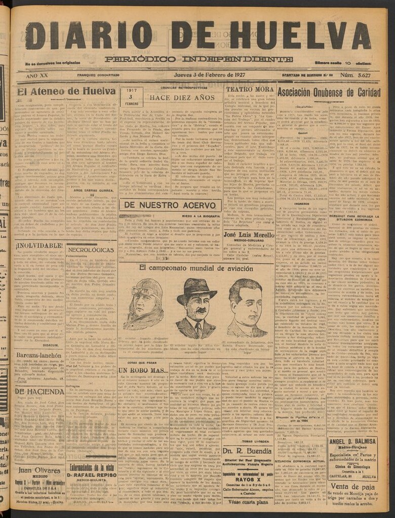 Miniatura de Diario de Huelva : periódico independiente del 3 de febrero de 1927