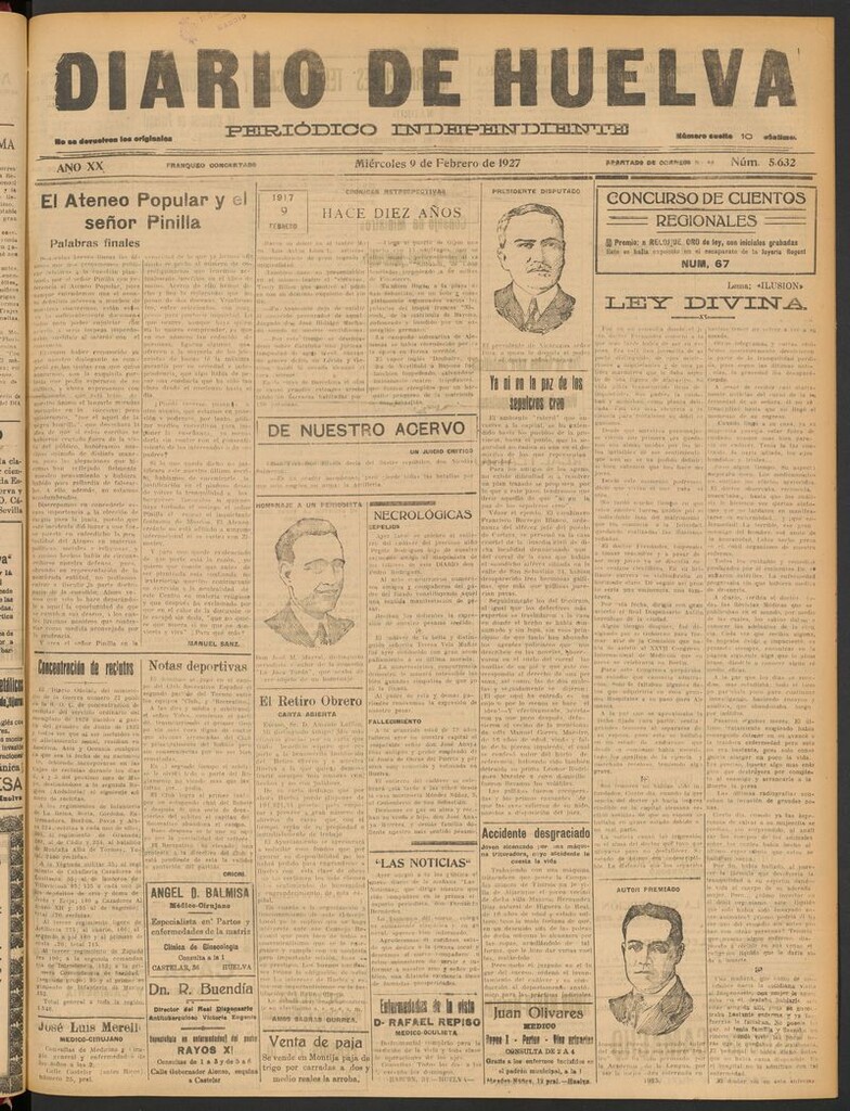 Miniatura de Diario de Huelva : periódico independiente del 9 de febrero de 1927