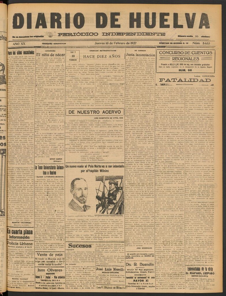 Miniatura de Diario de Huelva : periódico independiente del 10 de febrero de 1927