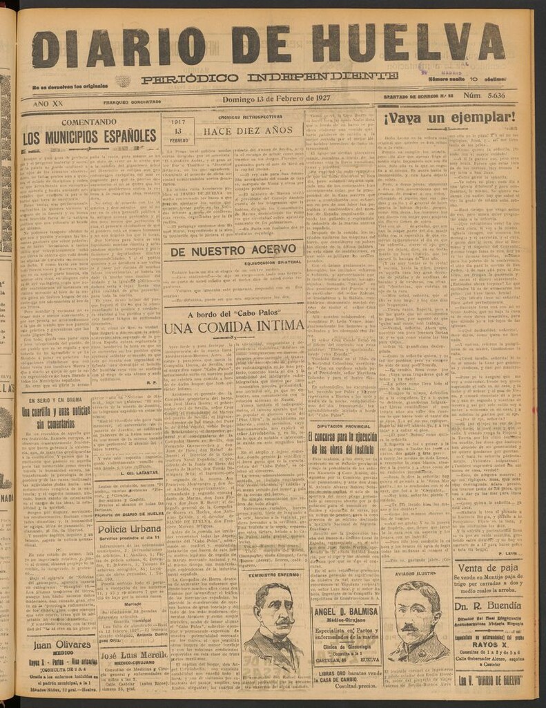Miniatura de Diario de Huelva : periódico independiente del 13 de febrero de 1927