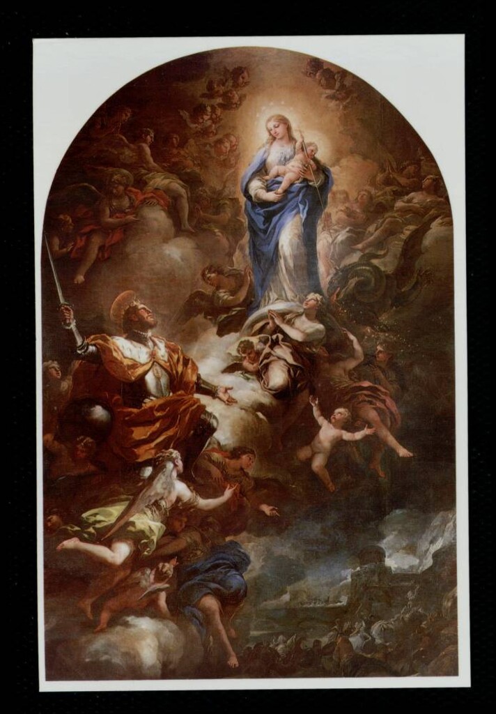 Miniatura de San Fernando ante la Virgen