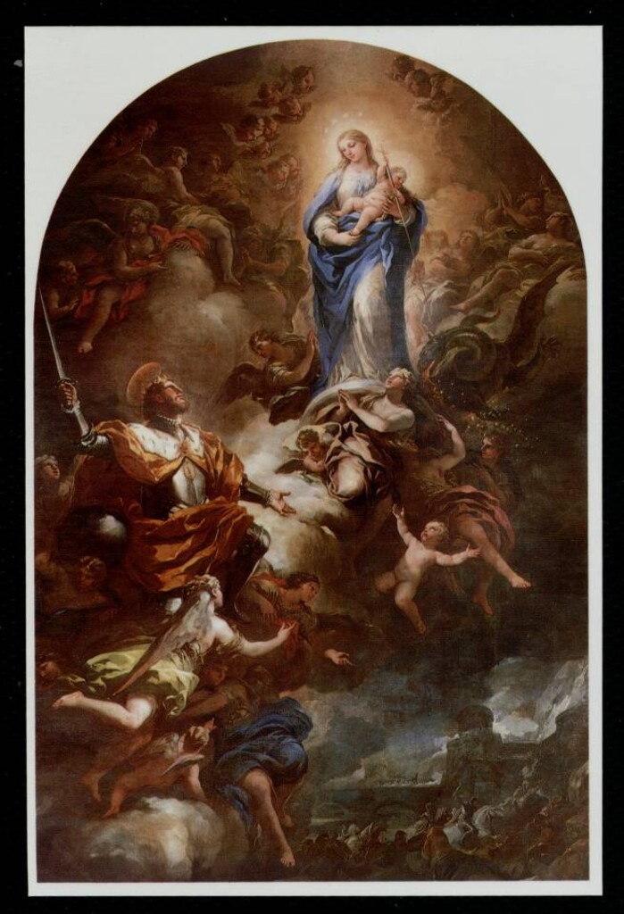 Miniatura de San Fernando ante la Virgen
