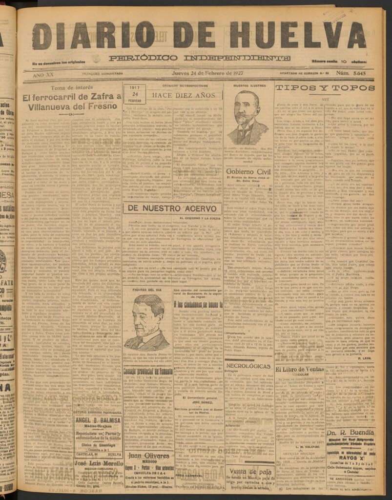 Miniatura de Diario de Huelva : periódico independiente del 24 de febrero de 1927