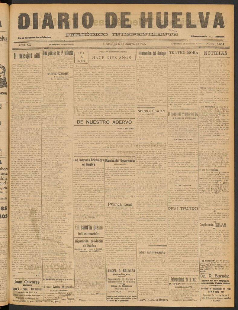 Miniatura de Diario de Huelva : periódico independiente del 6 de marzo de 1927